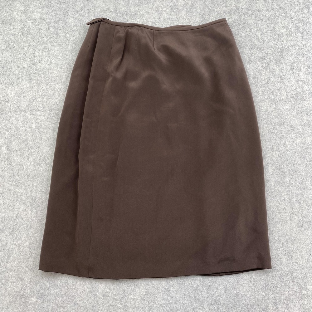 Preston & York Skirt Womens 12 (28 Waist) Brown Silk Satin Pencil Knee Length